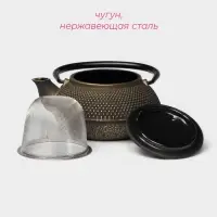 Чайник Доляна &laquo;Восточная ночь. Золото&raquo;, 300 мл, с ситом, чугун, индукция, золотистый