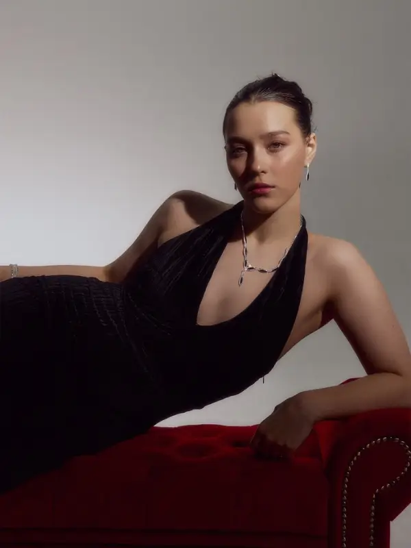 Набор 2 предмета: серьги, колье &laquo;Листопад&raquo;, ромб, чёрно-белый в серебре, 45 см