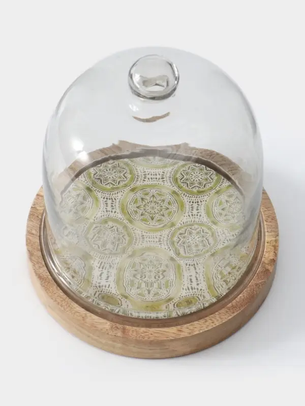 Клош стеклянный, 18&times;18&times;20.5 см, дерево