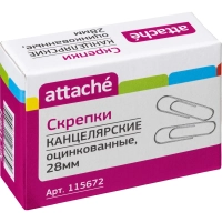 Скрепки Attache оцинкованные,28 мм,негофрированные,100 шт/уп