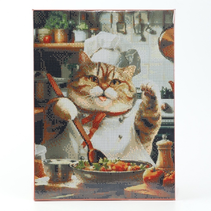 Алмазная мозаика с полным заполнением на холсте с подрамником «Толстенький повар», 30 х 40 см Алмазная мозаика с полным заполнением на холсте с подрамником «Толстенький повар», 30 х 40 см