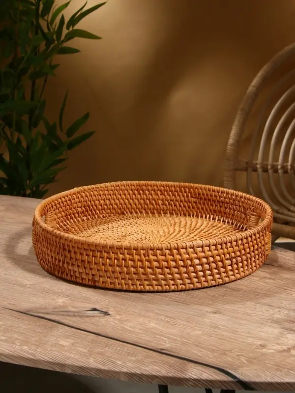 Поднос круглый, 35&times;6 см, ротанг