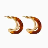 Серьги большие &laquo;Стиль. Полукольцо&raquo;, акрил, коричневые в золоте