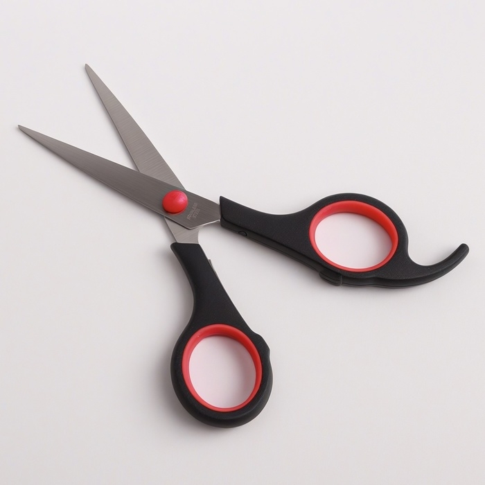 Ножницы парикмахерские с упором, лезвие — 7 см, цвет чёрный/красный Ножницы парикмахерские с упором, лезвие — 7 см, цвет чёрный/красный