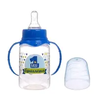 Бутылочка для кормления M&B &laquo;Моя первая бутылочка&raquo; с ручками, классическое горло, от 0 мес., 150 мл., синий