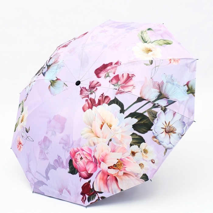 Зонт механический «Пионы», эпонж, 4 сложения, 10 спиц, R = 53/60 см, D = 120 см, цвет МИКС Зонт механический «Пионы», эпонж, 4 сложения, 10 спиц, R = 53/60 см, D = 120 см, цвет МИКС