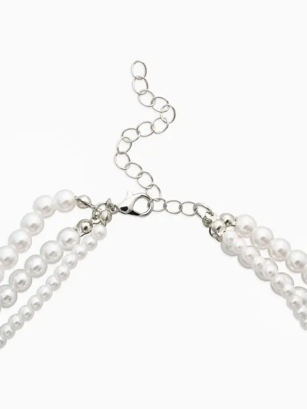 Чокер &laquo;Сияние жемчуга", сердце мятое, L=37см+8см удлинение, цвет белый в серебре