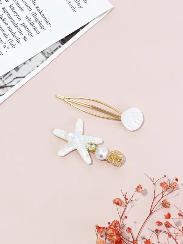 Набор для волос "Морская звезда" (1 зажим, 1 невидимка) 7 см, белый