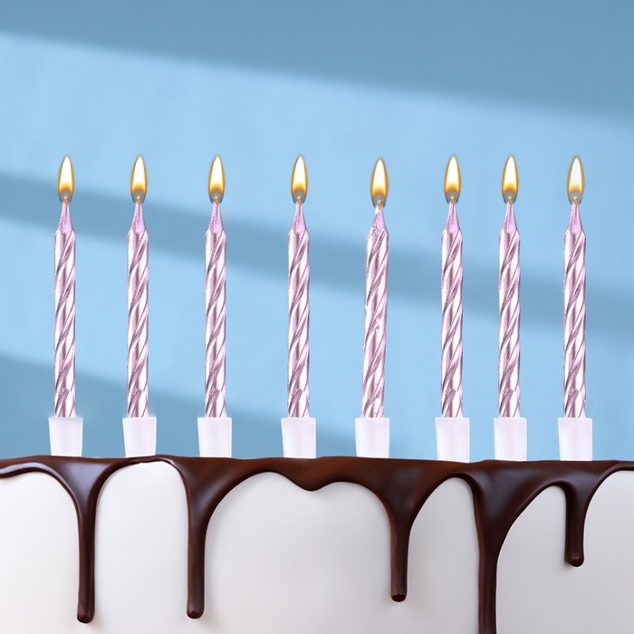 Набор свечи в торт  Набор свечи в торт "Спираль", 200шт, 5 см, розовое золото