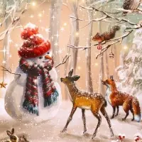 Пакет подарочный новогодний ламинированный, &laquo;Встреча друзей&raquo;, 18&times;10&times;22.3 см