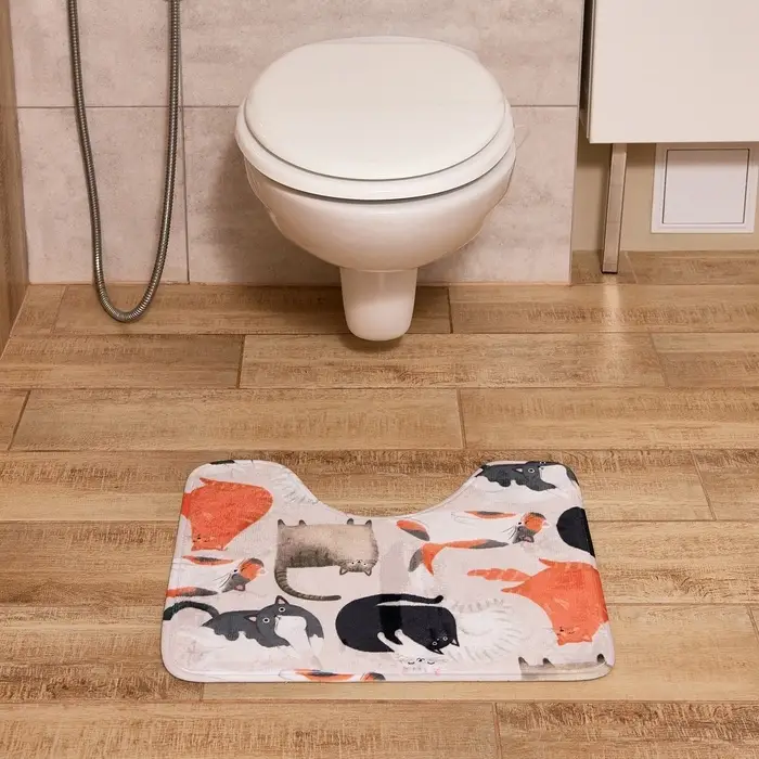 Коврик для ванной Этель &laquo;Котики&raquo;, 50&times;40 см, велюр