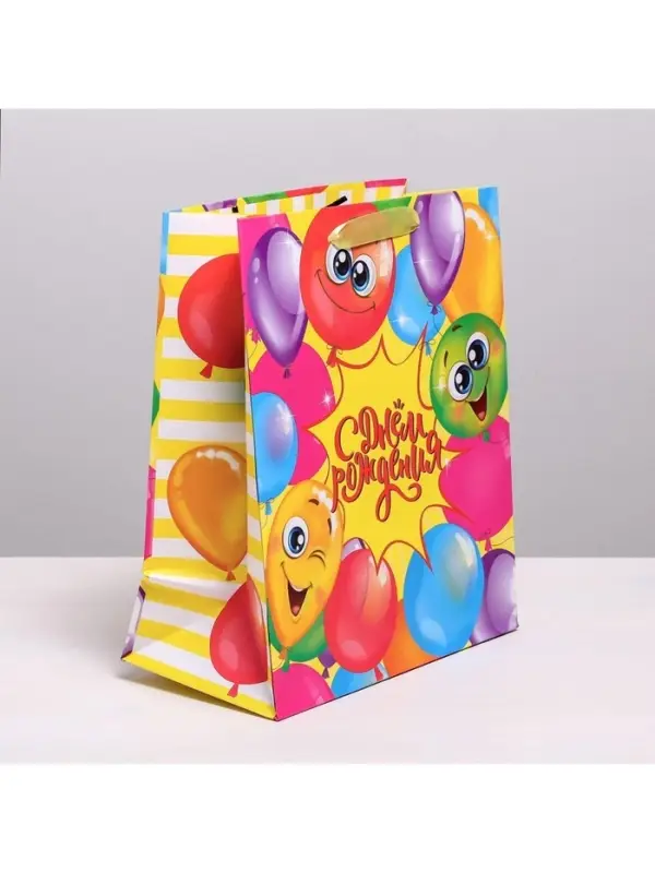 Пакет подарочный ламинированный, упаковка, «Весёлого дня рождения!», ML 23 х 27 х 11.5 см