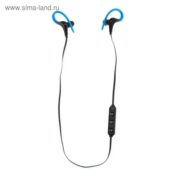 Наушники спортивные беспроводные, Luazon VBT 1.12, вакуумные, Bluetooth 4.1, с микрофоном, 80 мАч, чёрно-синие