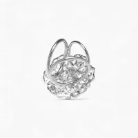 Кольцо для платка &laquo;Цветы Ажур&raquo;, белое в серебре