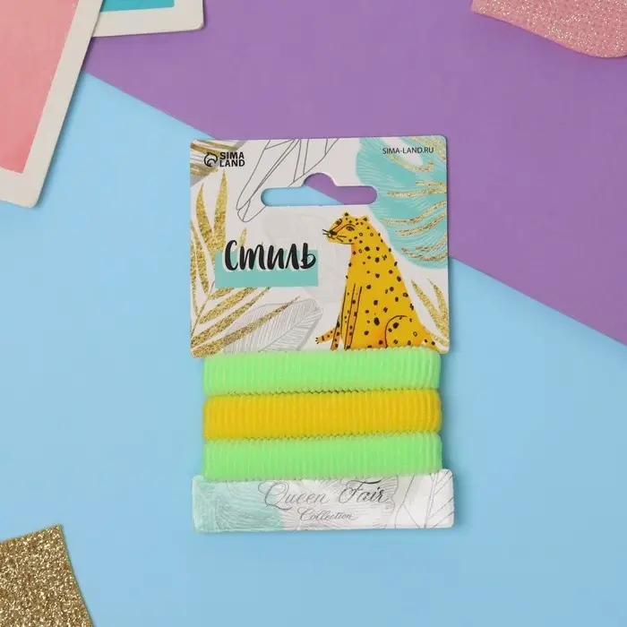 Резинка для волос Резинка для волос "Стиль" (набор 3 шт) 5,5 см, салатовый жёлтый