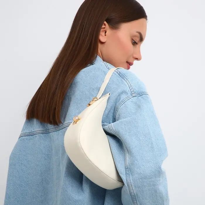 Сумка женская багет на молнии, 20.5&times;7&times;10.5 см, белая