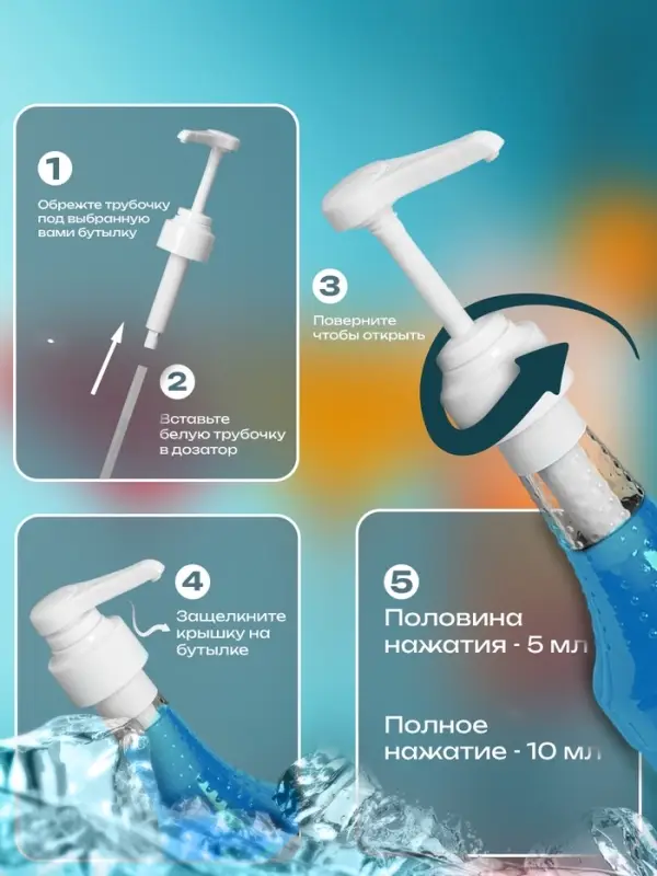 Помпа - дозатор для сиропа, белая, 10 мл