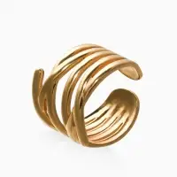 Кольцо &laquo;Звенья&raquo;, широкое, цвет золото, безразмерное