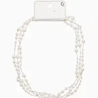 Бусы жемчужные, длинные, d=3.4, 5.6, 8.10, белые в серебре