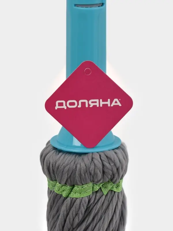 Швабра с отжимом Доляна, верёвочная насадка из микрофибры, нержавеющая телескоп ручка, высота 120 см