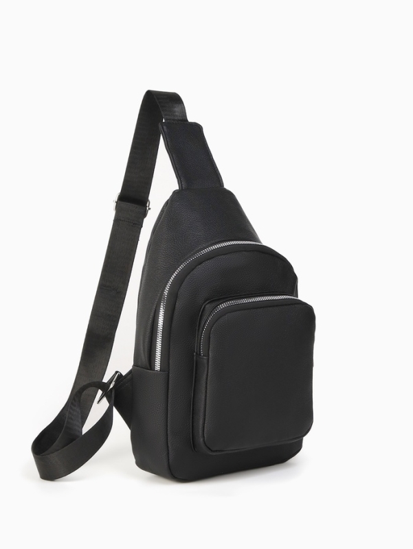 Рюкзак-слинг, 18*5,5*29 см, отд на молнии, 1 н/карман, черный
