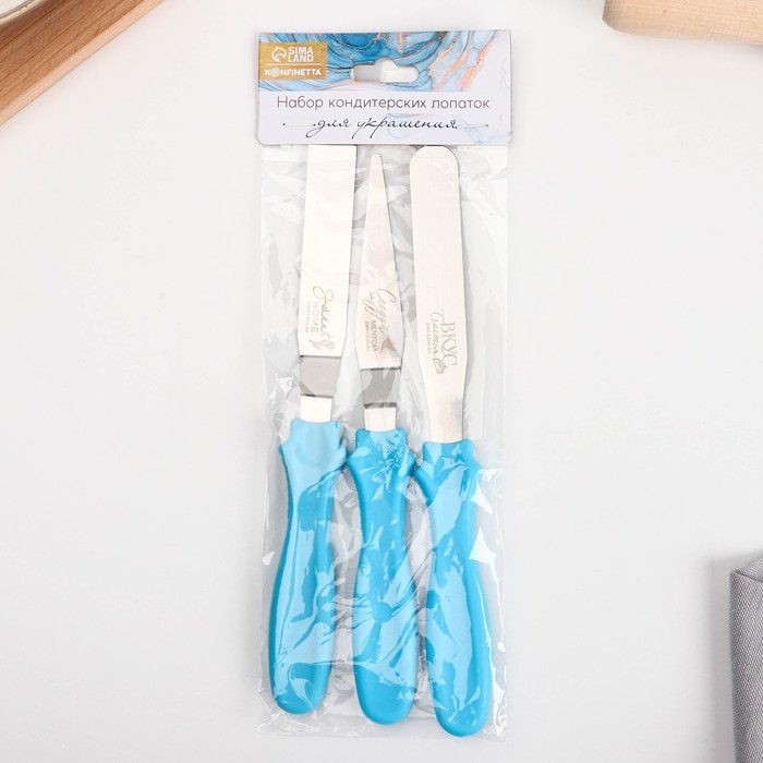 Набор лопаток кондитерских «Вкус счастья», 23 см х 8.5 см х 2.5 см 3 шт Набор лопаток кондитерских «Вкус счастья», 23 см х 8.5 см х 2.5 см 3 шт