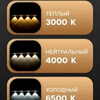 Светильник светодиодный с датчиком движения, 4 Вт, от аккумулятора, 50 см, 3000К-6500К, 3 свечения