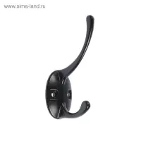 Крючок мебельный ТУНДРА TKD002 LIGHT, двухрожковый, черный, 4 шт.