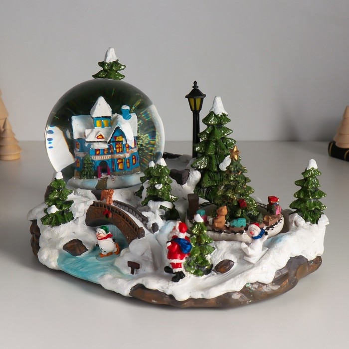 Сувенир полистоун водяной шар музыка, свет Сувенир полистоун водяной шар музыка, свет "Лапландия" крутится d=10 см 25,5х17х16 см