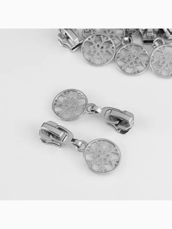 Бегунок для металлической молнии, №5, &laquo;Снежинка&raquo;, 10 шт., цвет никель