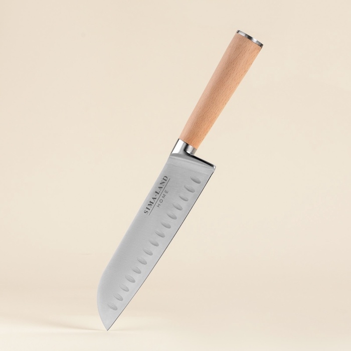Нож кухонный сантоку SL Home «Калабрия», нержавеющая сталь, 18 см, бежевый Нож кухонный сантоку SL Home «Калабрия», нержавеющая сталь, 18 см, бежевый