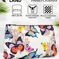 Косметичка - пенал на молнии, плоская, с ярким принтом, разноцветная