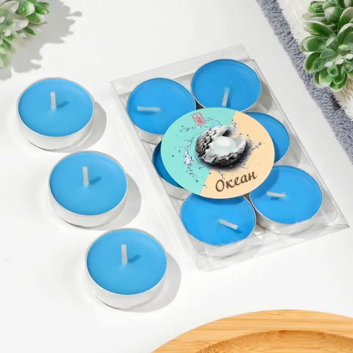 Набор свечей чайных ароматических, 6 шт, океан Набор свечей чайных ароматических, 6 шт, океан