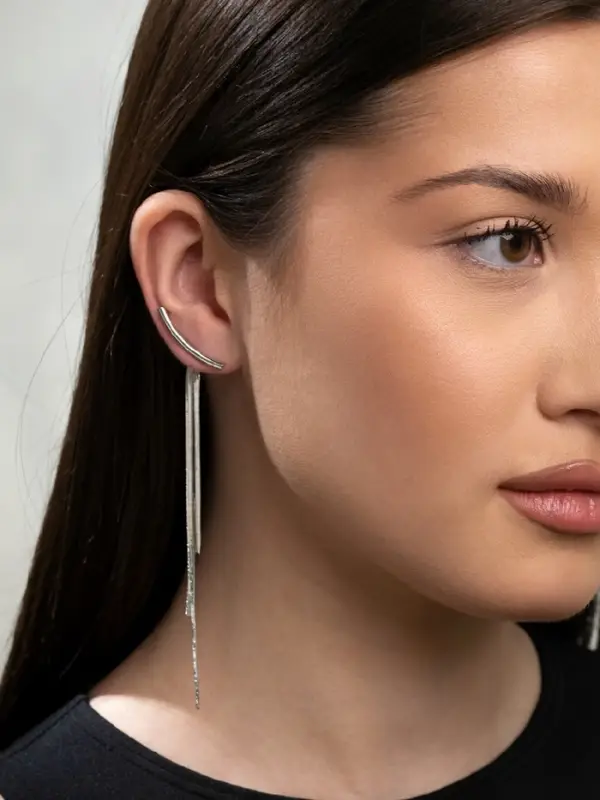 Серьги висячие &laquo;Дуга&raquo;, водопад, цвет серебро, 11 см