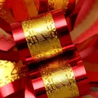 Подарочный бант - шар №3.2 золотой в красном, для упаковки подарков