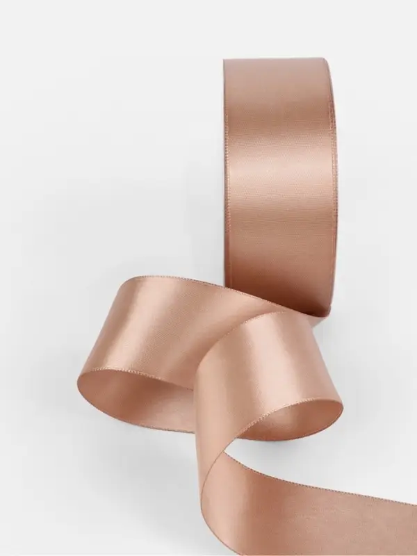 Лента атласная TEIRA, двухсторонняя, 38 мм, 25&plusmn;1 м, бежевая №812