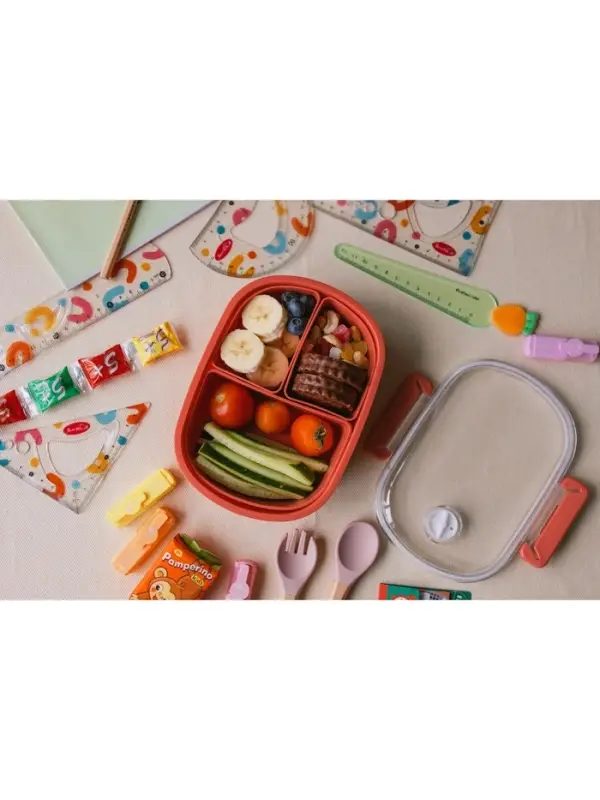 Ланч - бокс в школу, контейнер для еды &laquo;Эйлайт&raquo;, 640 мл, с ложкой, 18.5&times;14&times;6.3 см, пластик, розовый