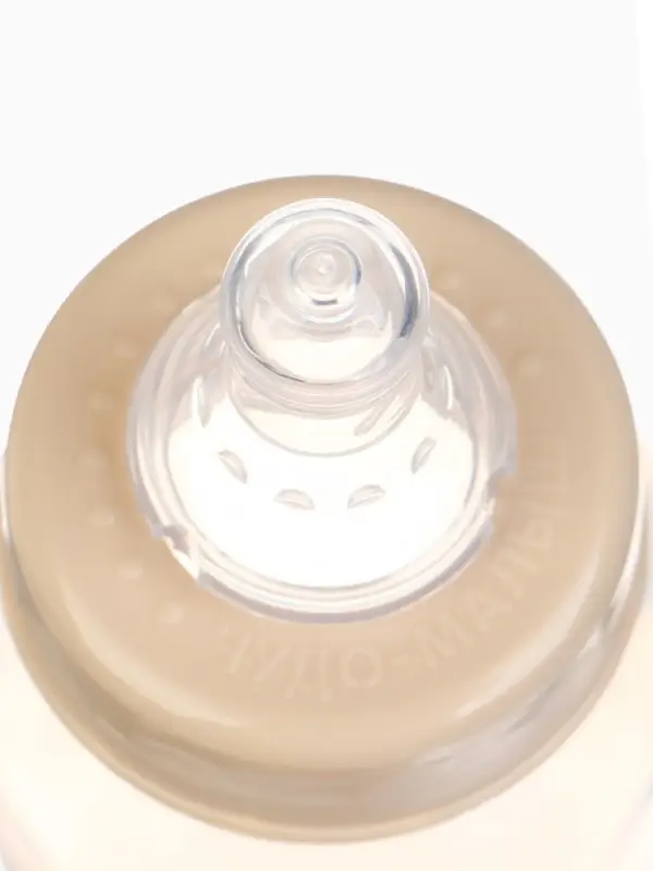 Бутылочка для кормления, новогодняя, Bear, 150 мл, цилиндр, бежевый Mum&Baby