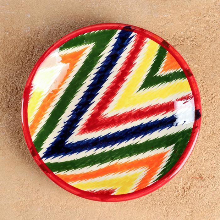 Тарелка Риштанская Керамика Тарелка Риштанская Керамика "Атлас", разноцветная, плоская, 15 см