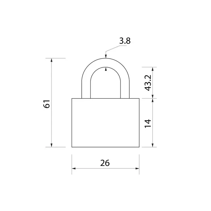 Замок навесной, тип 1, 26&times;60 мм, 2 ключа