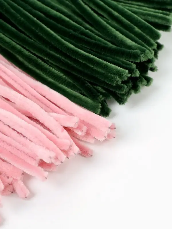 Синельная проволока, набор 100 шт, размер 1 шт 30х0,8 см, цвет розовый и зеленый Синельная проволока, набор 100 шт, размер 1 шт 30х0,8 см, цвет розовый и зеленый