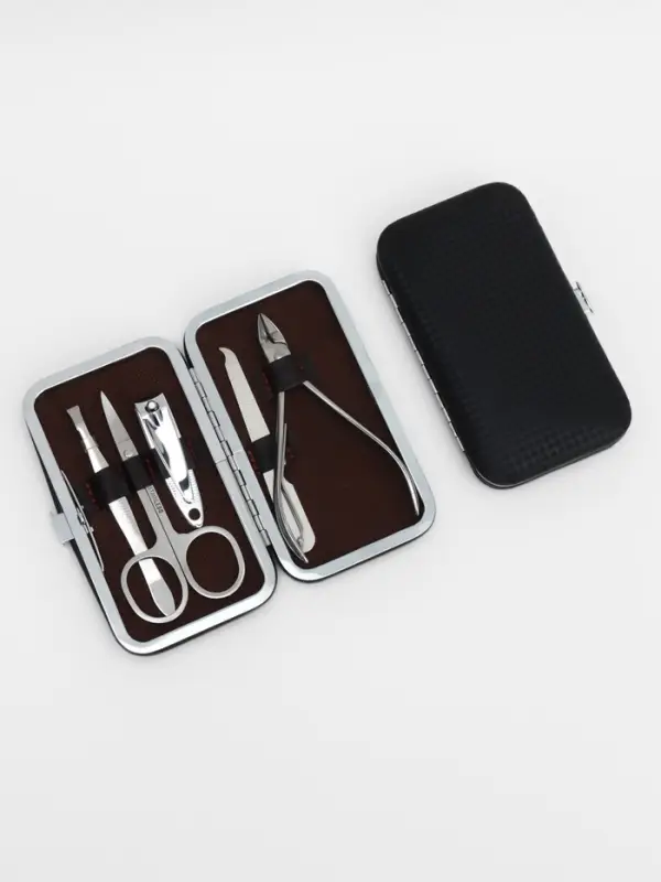 Набор маникюрный, 5 предметов, в футляре, чёрный