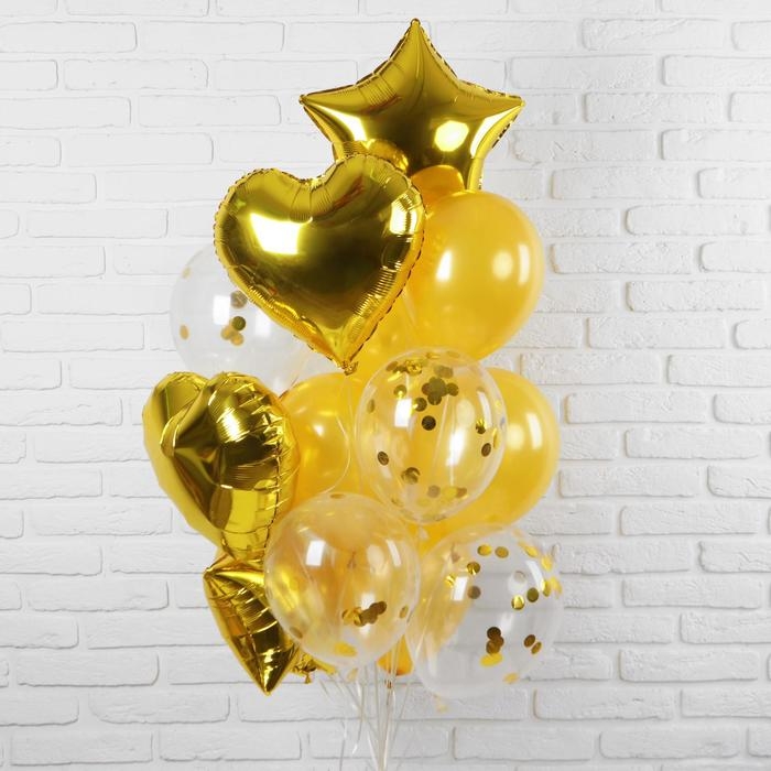 Букет из шаров «Романтика», фольга, латекс, жёлтый, набор из 14 шт. Букет из шаров «Романтика», фольга, латекс, жёлтый, набор из 14 шт.