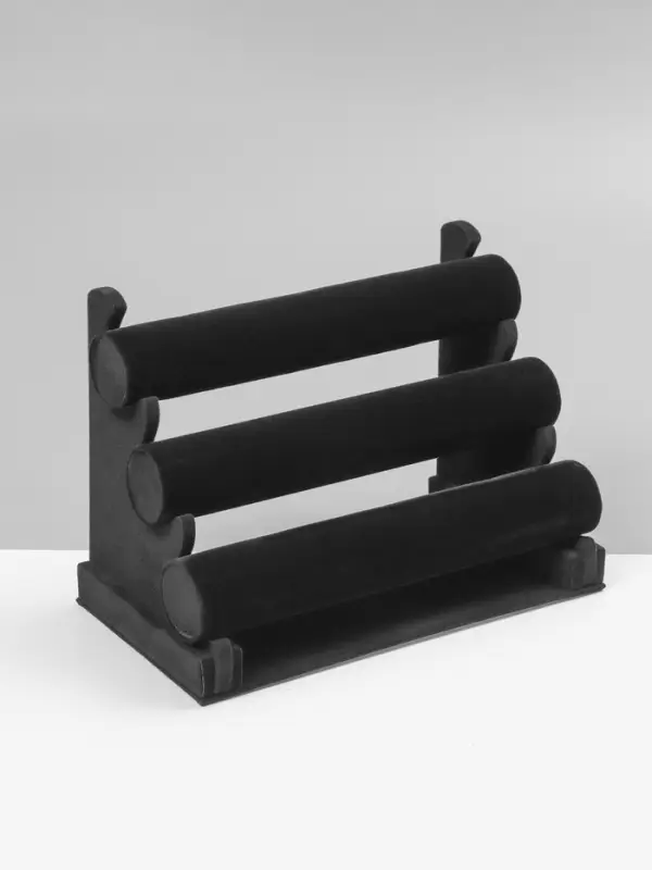 Подставка для часов, браслетов QF, флок, 3 ролика, 31&times;17.5&times;23 см, d=5 см, чёрная