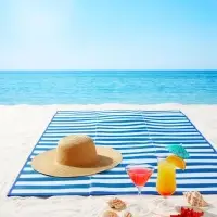 Складной коврик для пляжа и пикника Coastella, синий с белым