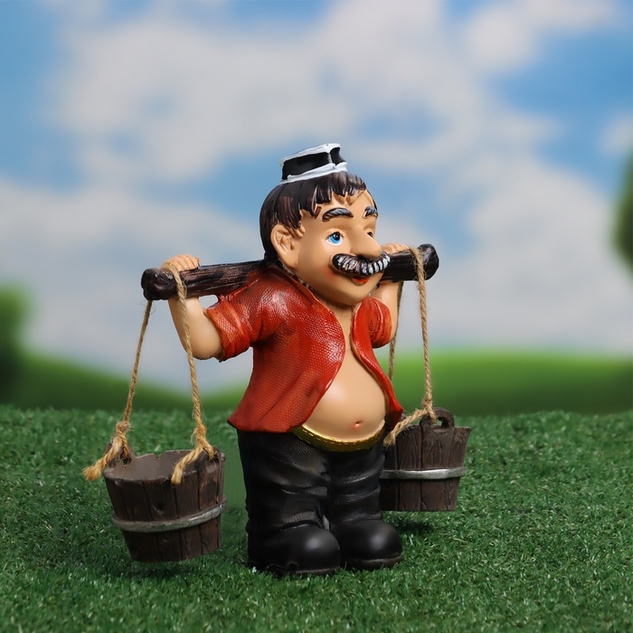 Садовая фигура  Садовая фигура "Дедушка с ведрами" 20х7х19см