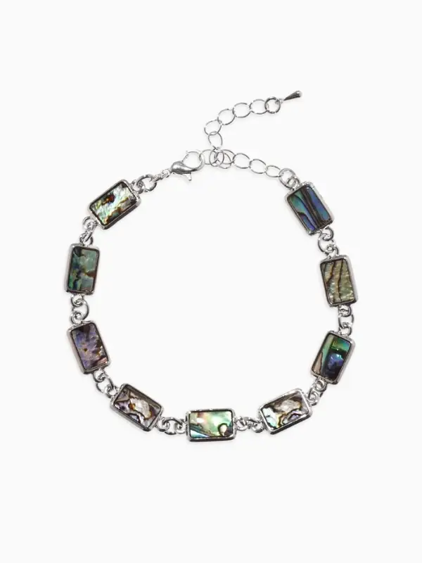 Браслет цепочка &laquo;Галиотис. Прямоугольник&raquo;, L=17 см, + удлинитель 5 см, цвет серебро, разноцветный