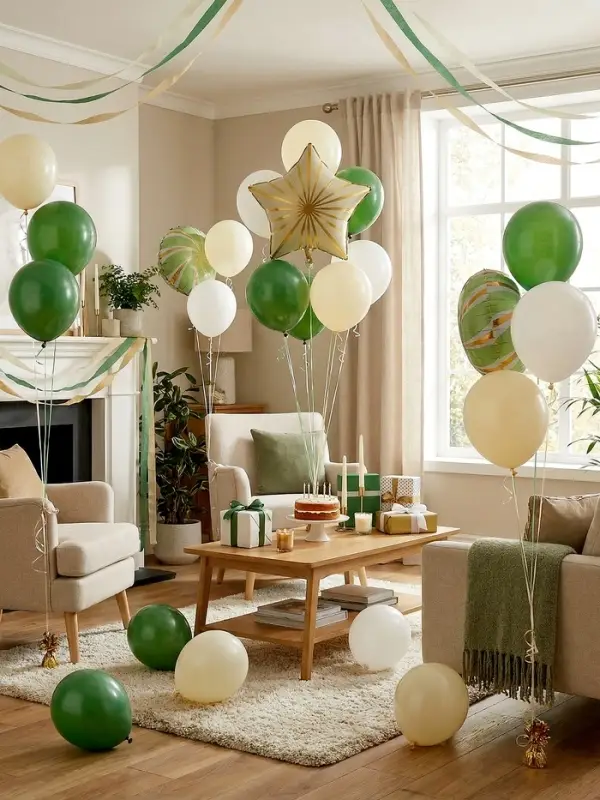 Воздушные шары "Зеленые грани" фольга, латекс, набор 12 штук