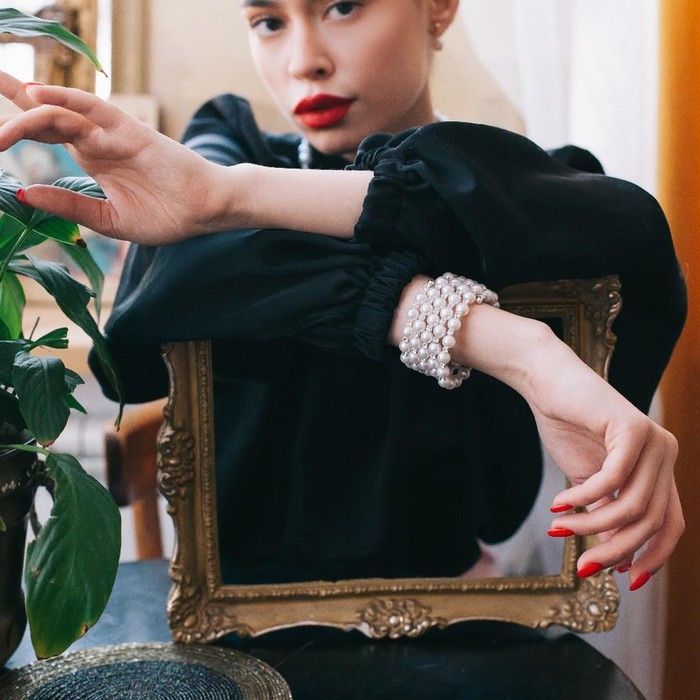 Браслет-пружинка «Жемчужинка» 5 рядов, шахматы, цвет белый, 6 см Браслет-пружинка «Жемчужинка» 5 рядов, шахматы, цвет белый, 6 см