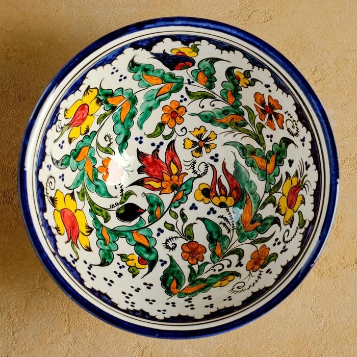 Коса Риштанская Керамика  Коса Риштанская Керамика "Цветы", 18 см, большая, синяя